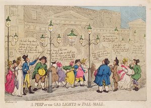 A Peep at the Gas Lights in Pall Mall by Thomas Rowlandson